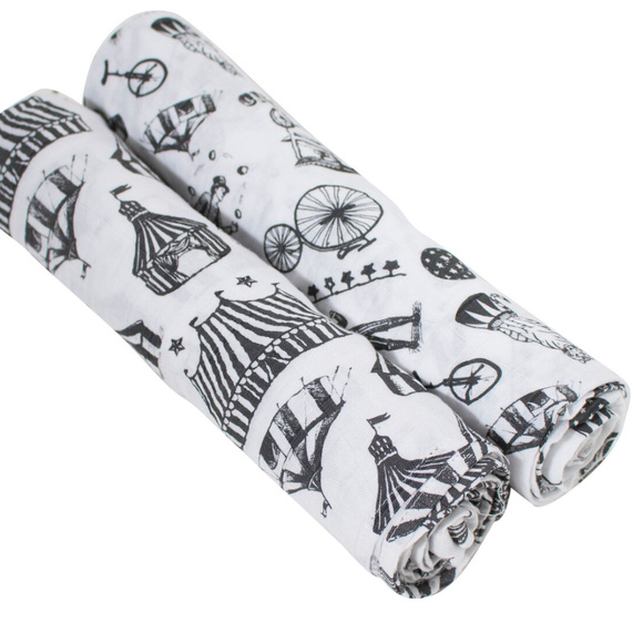 Bebe au Lait Other - Bebe au Lait Circus Print Set of 2 Swaddle NWOT